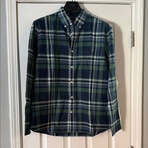 Express Men's Blue and Green Checkered Shirt